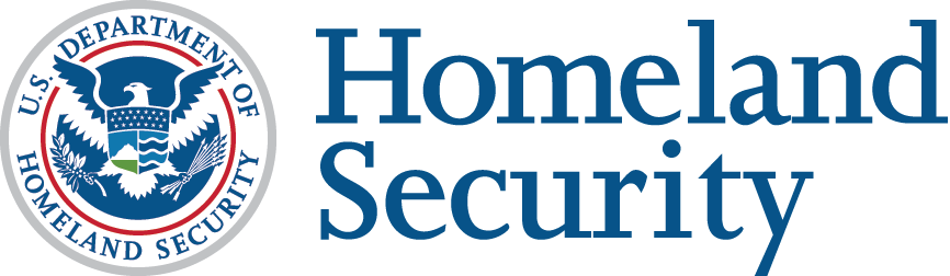 DHS Seal and Logo in Blue Letters
